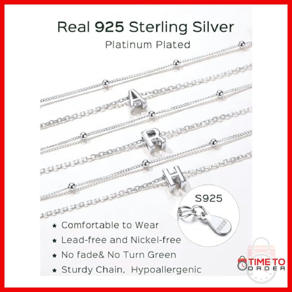 925 Sterling Silver Adjustable Initial Anklet Dou… - image 6